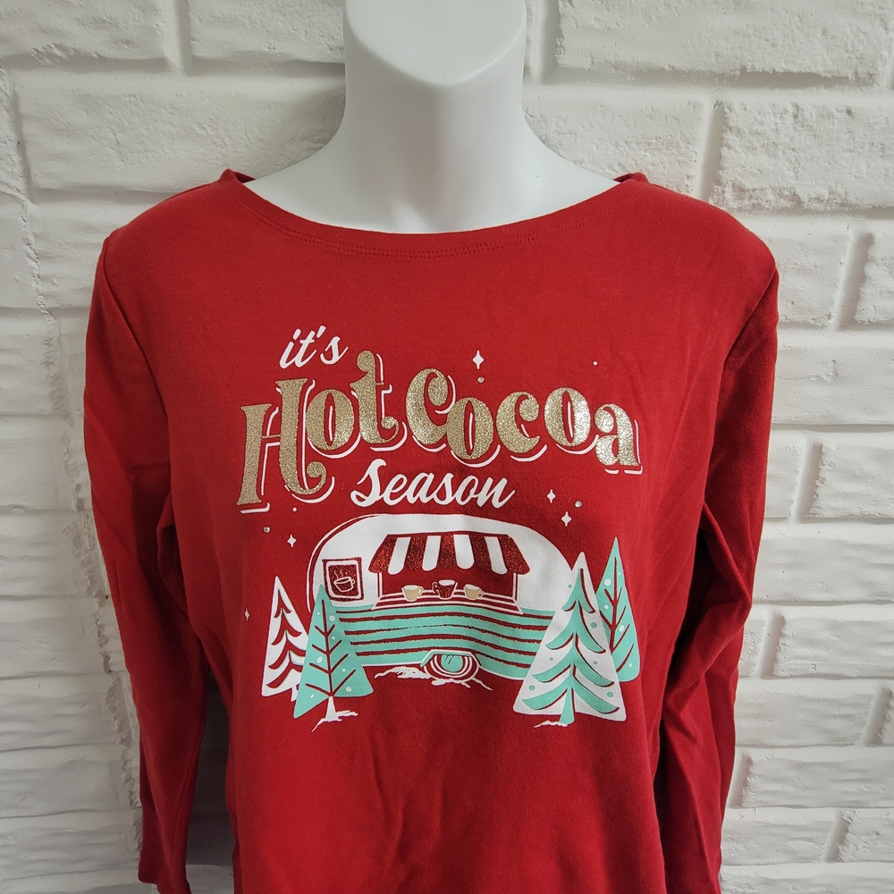Croft & Barrow Red Hot Cocoa Season Long Sleeve Tee